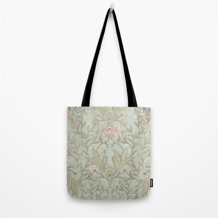 Ivy Morris Sage Green Floral Damask with Climbing Vines Tote Bag Gallery Image 2