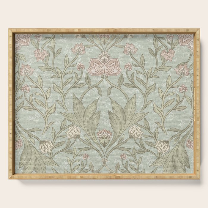 Ivy Morris Sage Green Floral Damask with Climbing Vines Serving Tray Gallery Image 1