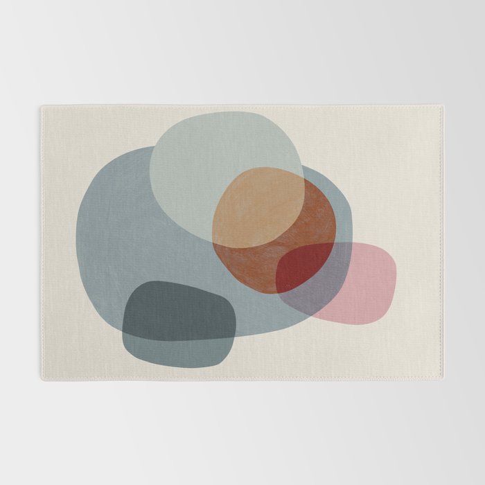 Abstract Shapes Gray Pink Rust Rug Gallery Image 2