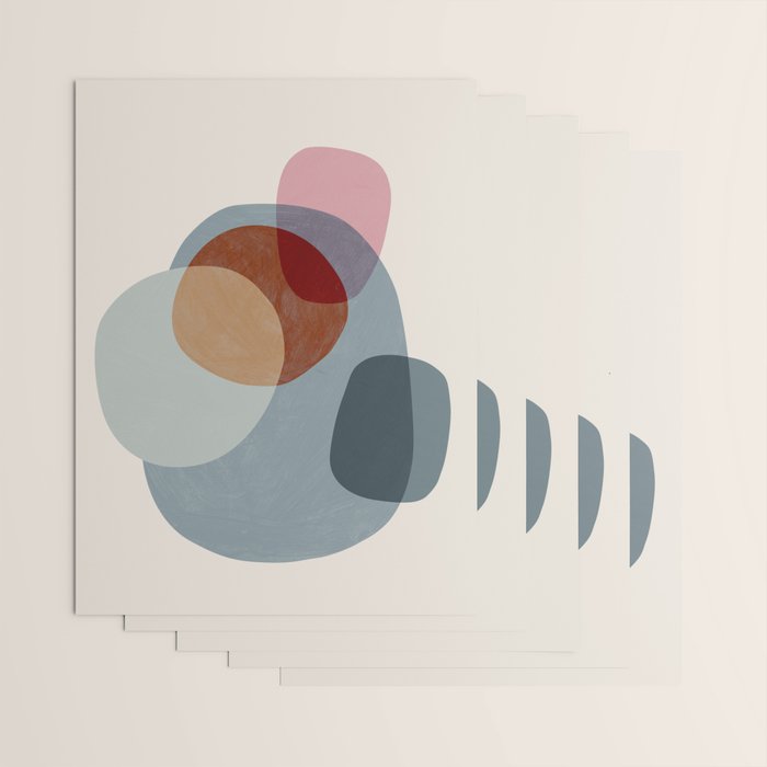 Abstract Shapes Gray Pink Rust Wrapping Paper Gallery Image 3