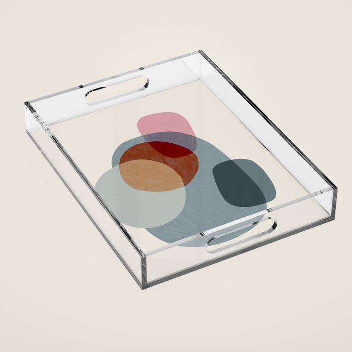 Abstract Shapes Gray Pink Rust Acrylic Tray Gallery Image 1