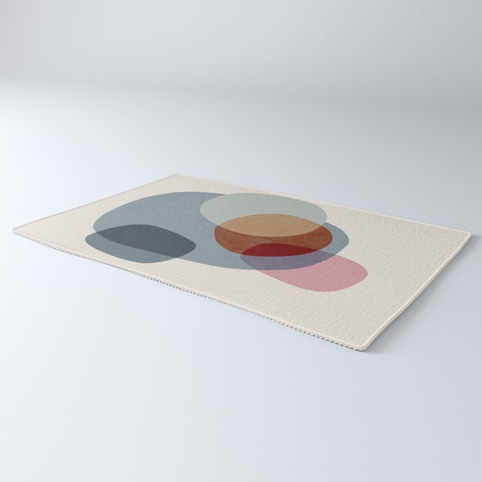 Abstract Shapes Gray Pink Rust Rug Gallery Image 3
