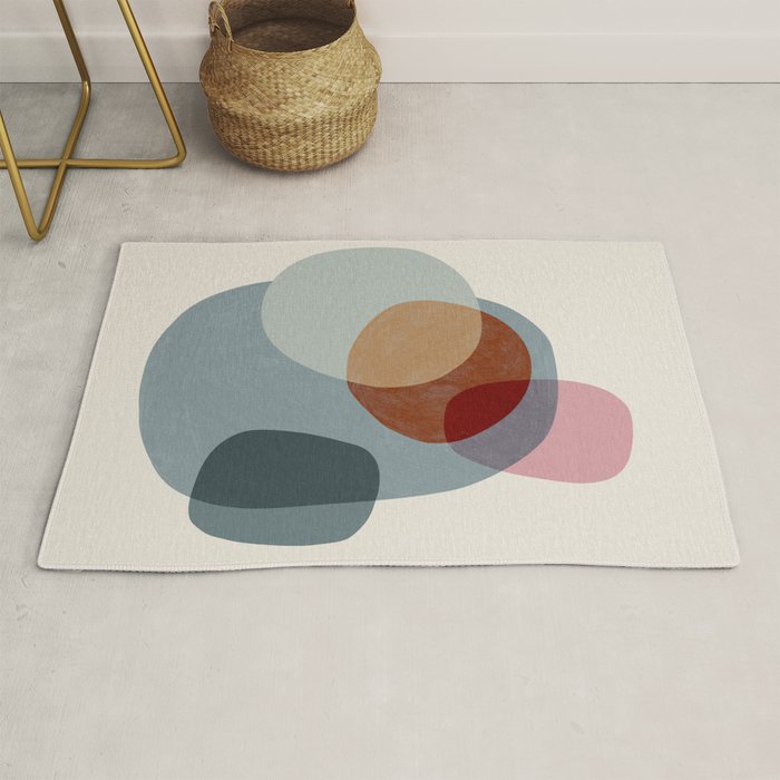 Abstract Shapes Gray Pink Rust Rug Gallery Image 1