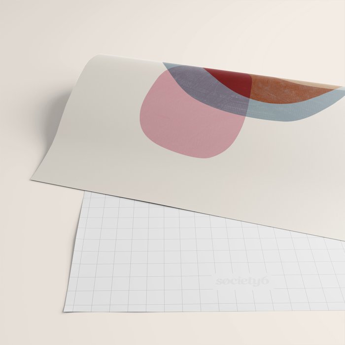 Abstract Shapes Gray Pink Rust Wrapping Paper Gallery Image 2