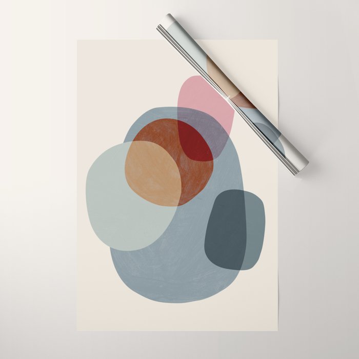 Abstract Shapes Gray Pink Rust Wrapping Paper Gallery Image 1