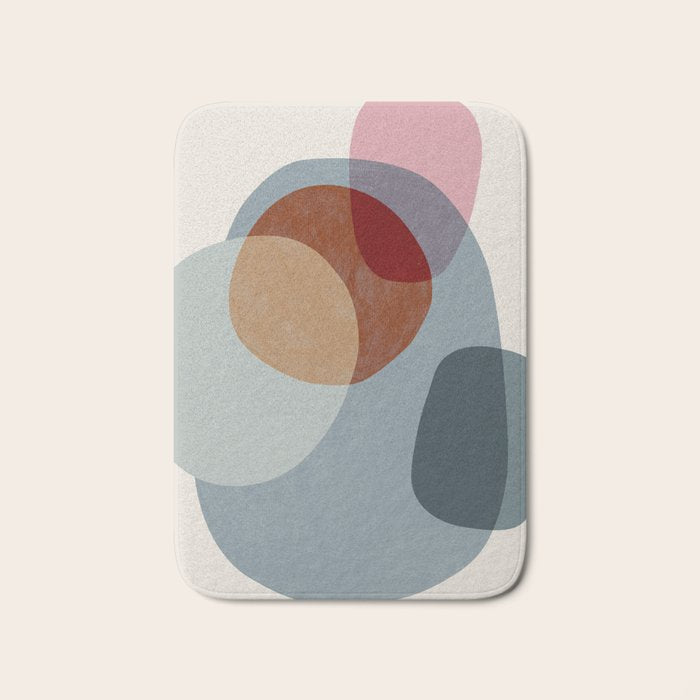Abstract Shapes Gray Pink Rust Bath Mat Gallery Image 1