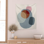 Abstract Shapes Gray Pink Rust Wall Tapestry Gallery Image 2