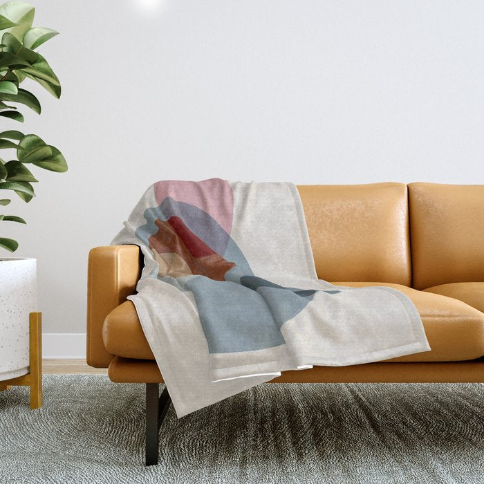 Abstract Shapes Gray Pink Rust Throw Blanket Gallery Image 1