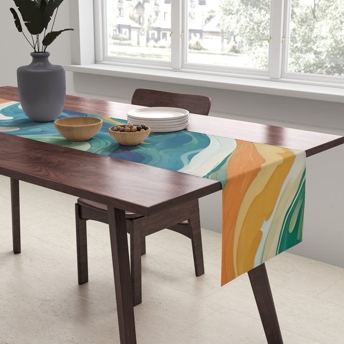Tangerblue Waves Table Runner Gallery Image 2
