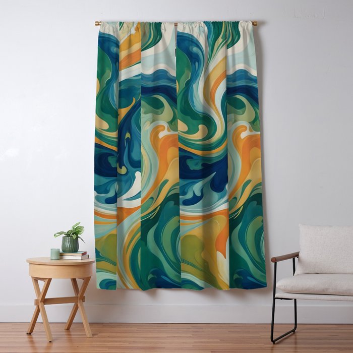 Tangerblue Waves Window Curtain Gallery Image 5