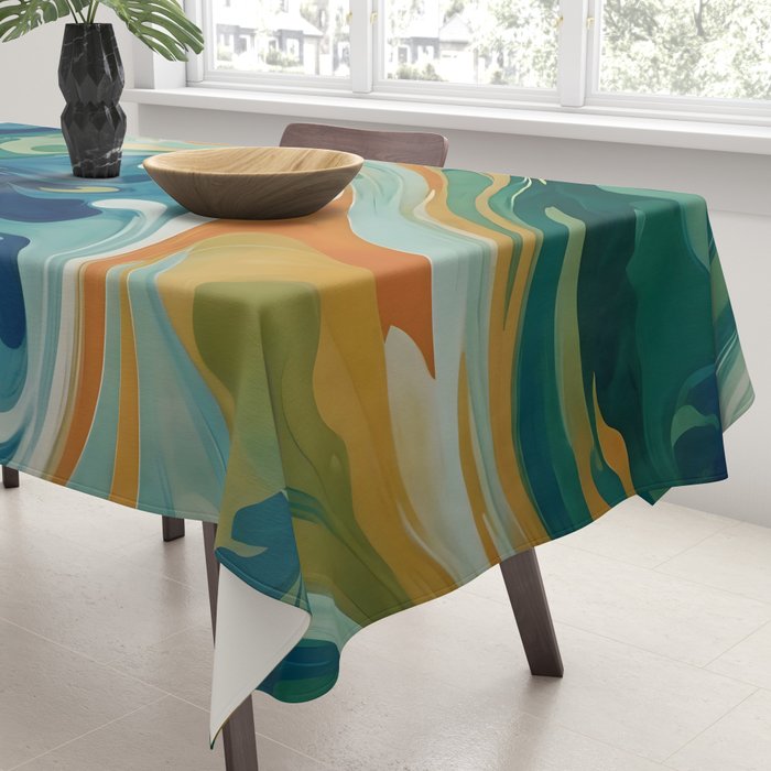 Tangerblue Waves Tablecloth Gallery Image 3