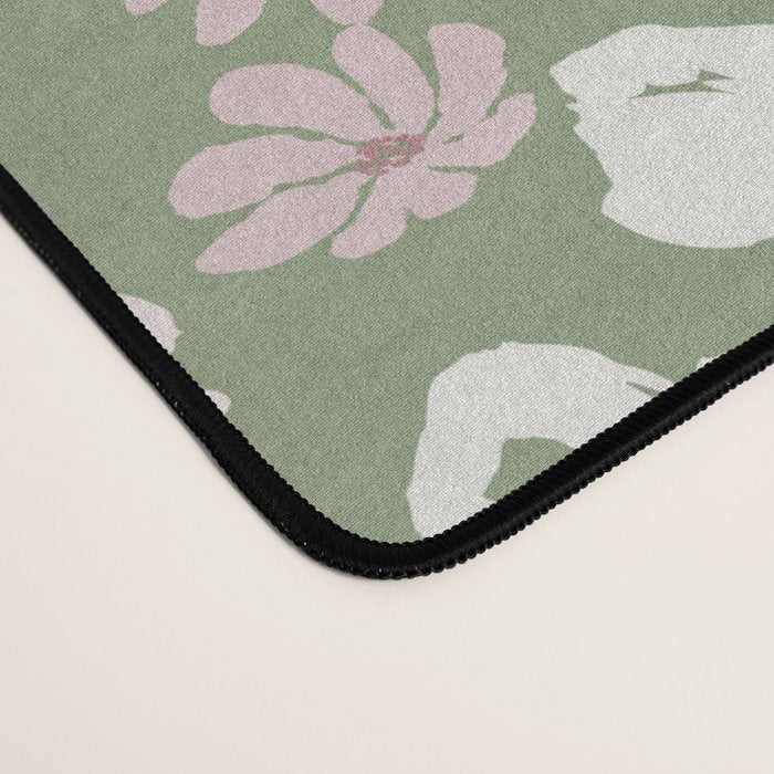 Soft meadow blooms - dusty mint, cream and pink floral pattern Desk Mat Gallery Image 4
