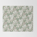 Soft meadow blooms - dusty mint, cream and pink floral pattern Throw Blanket Gallery Image 2