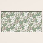 Soft meadow blooms - dusty mint, cream and pink floral pattern Desk Mat Gallery Image 3