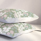 Soft meadow blooms - dusty mint, cream and pink floral pattern Pillow Sham Gallery Image 3