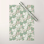 Soft meadow blooms - dusty mint, cream and pink floral pattern Wrapping Paper Gallery Image 1
