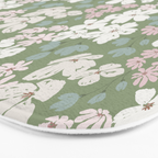Soft meadow blooms - dusty mint, cream and pink floral pattern Bath Mat Gallery Image 3