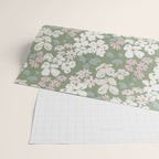 Soft meadow blooms - dusty mint, cream and pink floral pattern Wrapping Paper Gallery Image 2