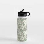 Soft meadow blooms - dusty mint, cream and pink floral pattern Water Bottle Gallery Image 1
