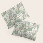 Soft meadow blooms - dusty mint, cream and pink floral pattern Pillow Sham Gallery Image 3