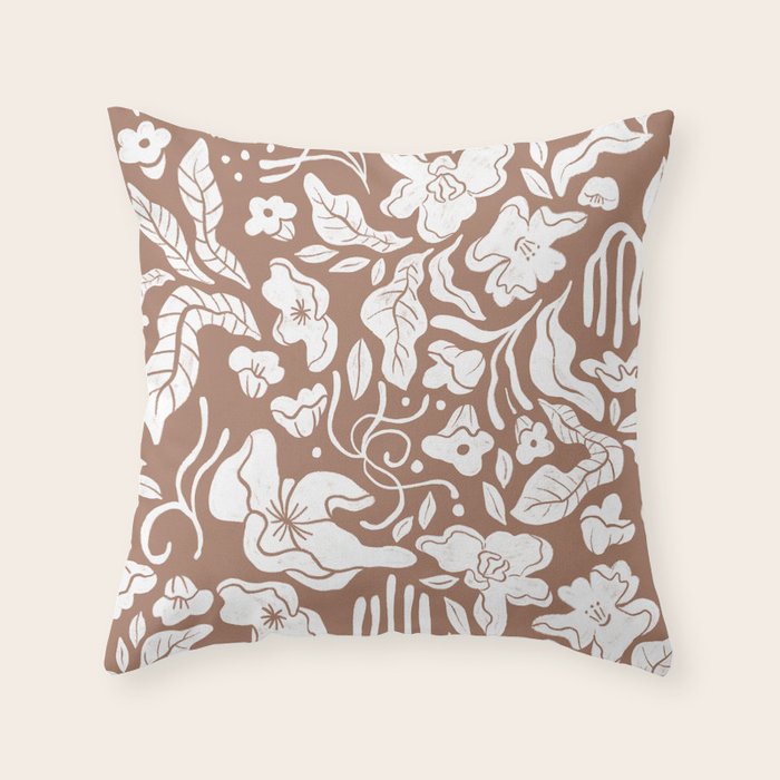 Flora, Inspired by PANTONE 17 1230 Mocha Mousse Throw Pillow Gallery Image 6