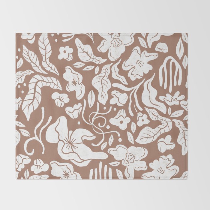 Flora, Inspired by PANTONE 17 1230 Mocha Mousse Throw Blanket Gallery Image 2