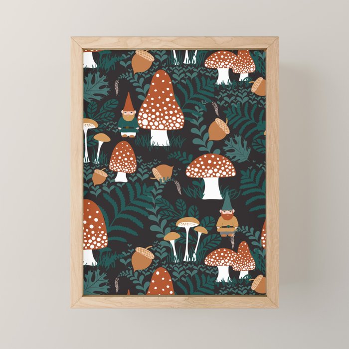Mushroom Forest Gnomes Mini Art Print Gallery Image 1