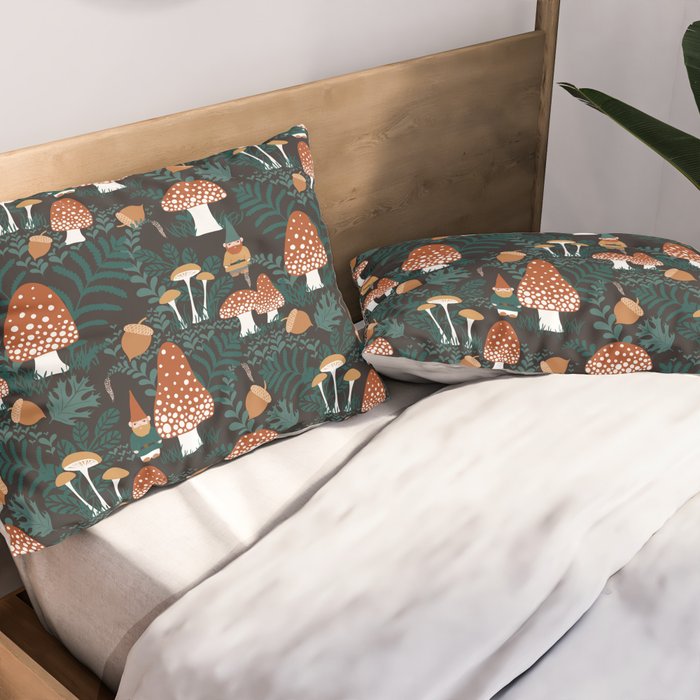 Mushroom Forest Gnomes Pillow Sham Gallery Image 2
