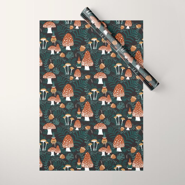 Mushroom Forest Gnomes Wrapping Paper Gallery Image 1