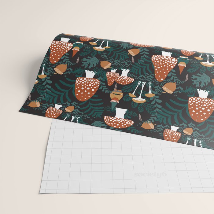 Mushroom Forest Gnomes Wrapping Paper Gallery Image 2