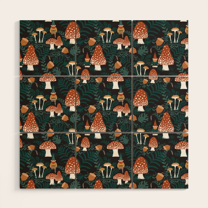 Mushroom Forest Gnomes Wood Wall Art Gallery Image 1
