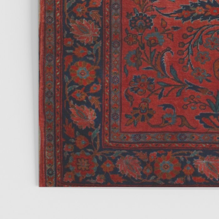 Antique Crimson Manchester Kashan Floral Persian Rug Print Poster Gallery Image 3