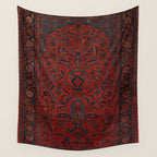 Antique Crimson Manchester Kashan Floral Persian Rug Print Wall Tapestry Gallery Image 4