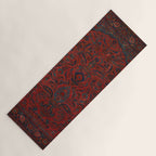 Antique Crimson Manchester Kashan Floral Persian Rug Print Yoga Mat Gallery Image 1