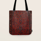 Antique Crimson Manchester Kashan Floral Persian Rug Print Tote Bag Gallery Image 1