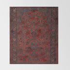 Antique Crimson Manchester Kashan Floral Persian Rug Print Throw Blanket Gallery Image 2