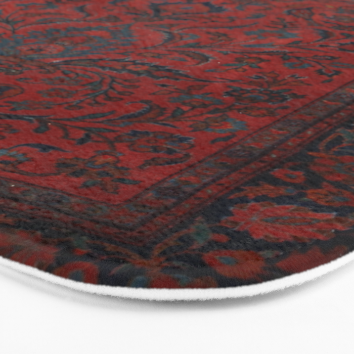 Antique Crimson Manchester Kashan Floral Persian Rug Print Bath Mat Gallery Image 3