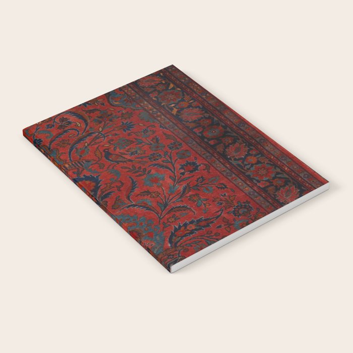 Antique Crimson Manchester Kashan Floral Persian Rug Print Notebook Gallery Image 2