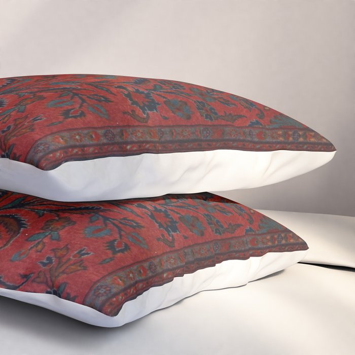 Antique Crimson Manchester Kashan Floral Persian Rug Print Pillow Sham Gallery Image 3