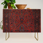 Antique Crimson Manchester Kashan Floral Persian Rug Print Credenza Gallery Image 1