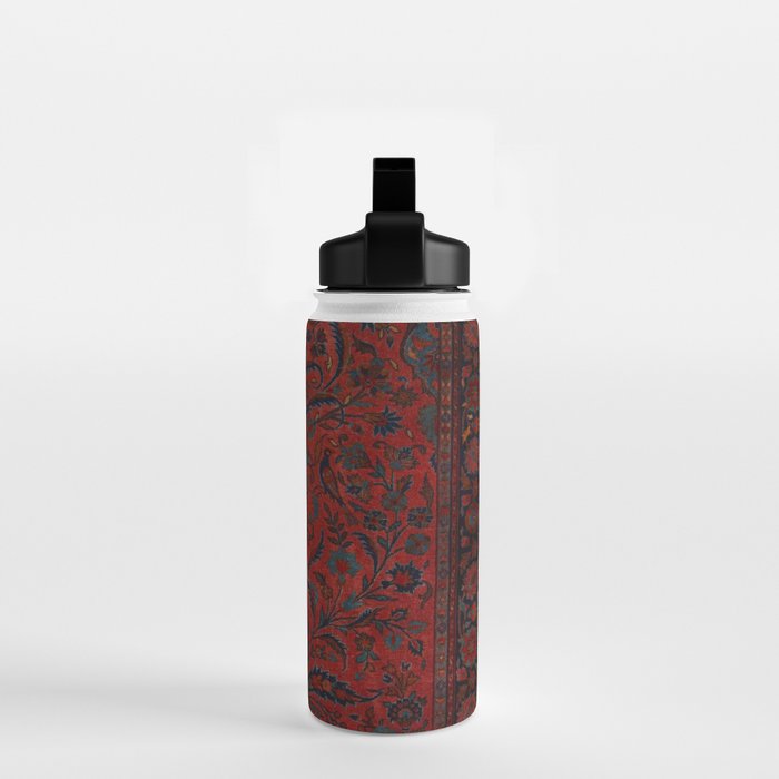 Antique Crimson Manchester Kashan Floral Persian Rug Print Water Bottle Gallery Image 2