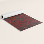Antique Crimson Manchester Kashan Floral Persian Rug Print Yoga Mat Gallery Image 2