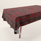 Antique Crimson Manchester Kashan Floral Persian Rug Print Tablecloth Gallery Image 1