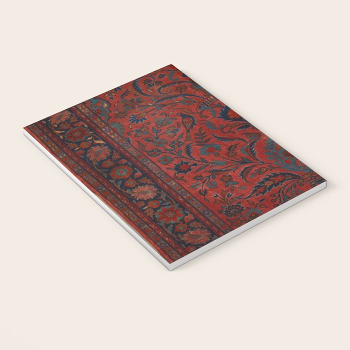 Antique Crimson Manchester Kashan Floral Persian Rug Print Notebook Gallery Image 3
