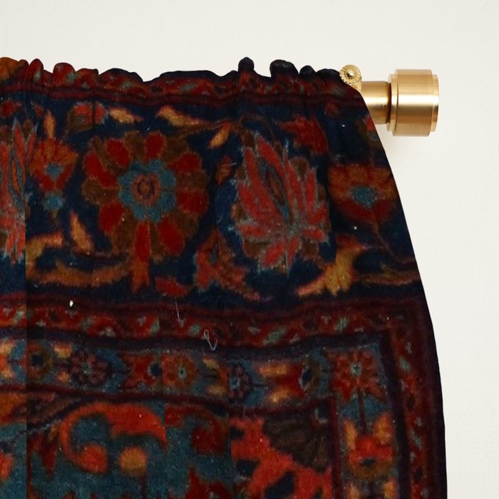 Antique Crimson Manchester Kashan Floral Persian Rug Print Window Curtain Gallery Image 2