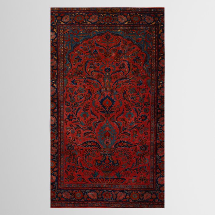 Antique Crimson Manchester Kashan Floral Persian Rug Print Tablecloth Gallery Image 2