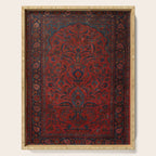 Antique Crimson Manchester Kashan Floral Persian Rug Print Serving Tray Gallery Image 1