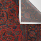 Antique Crimson Manchester Kashan Floral Persian Rug Print Wall Tapestry Gallery Image 3