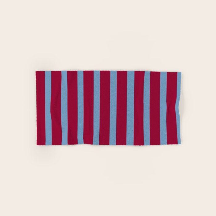 Burgundy and Dusty Blue Stripes Bath Towel Gallery Image 1