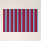 Burgundy and Dusty Blue Stripes Welcome Mat Gallery Image 1